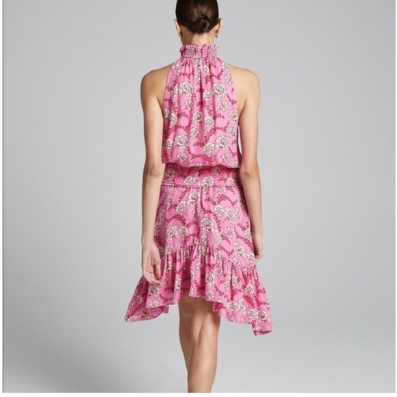 A.L.C. Cody Floral Silk Dress Pink 10 - Picture 3 of 8